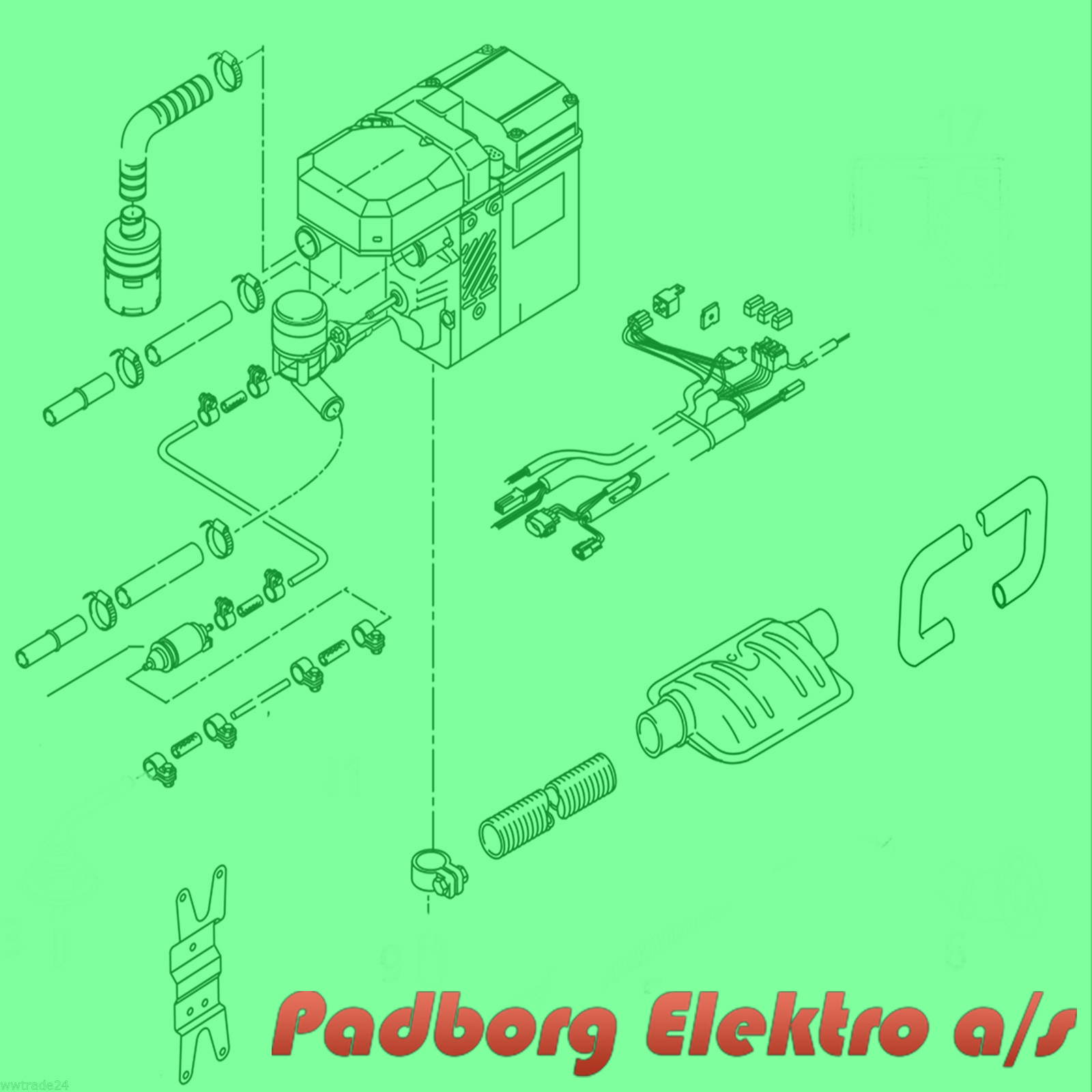 Forbindelse Forbindelse Spiller skak Webasto Thermo Top C diesel 12 volt 5 kw. bilvarmer fyr sæt.